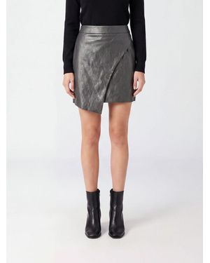 FEDERICA TOSI High-Waisted Asymmetrical Faux Leather Mini Skirt - Black