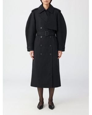 Anine Bing Double-Breasted Cotton Trench Coat With Balloon Sleeves And Belt - Black