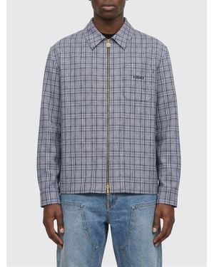 Versace Wool Flannel Overshirt With Check Pattern - Blue