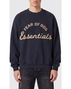 Fear Of God Crewneck Cotton Jumper With Logo And Dropped Shoulders - Blue