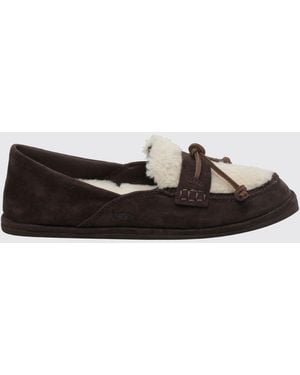 UGG Zora Bicolor Suede Loafers With Wool Lining - White