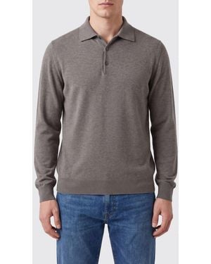 Brunello Cucinelli Polo De Manga Larga De Puro Cachemir Con Cuello Acanalado - Gris