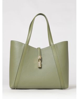 Furla Goccia L Grained Leather Tote Bag - Green