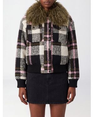 Essentiel Antwerp Tartan-Bomberjacke Mit Kunstpelzkragen - Schwarz
