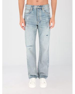 Purple Cotton Slim Fit Jeans - Blue