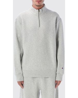 Champion High-Neck Half-Zip Cotton Blend Sweatshirt - Grey