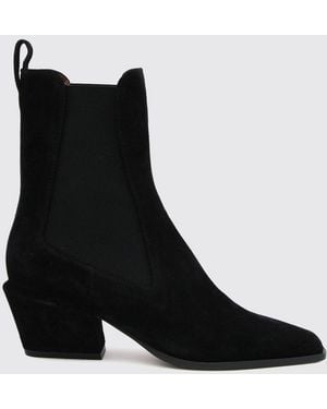 Paris Texas Bettina Suede Western Chelsea Boots With Mid Flared Heel - Black