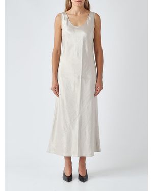 Max Mara Midi-Slipkleid Aus Satin Mit U-Ausschnitt Von - Weiß