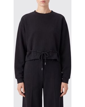 Dries Van Noten Crewneck Cotton Sweatshirt With A Tie-Fastening Waist Belt - Blue