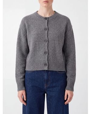 Loulou de Saison Remus Merino Wool Crewneck Cardigan - Blue
