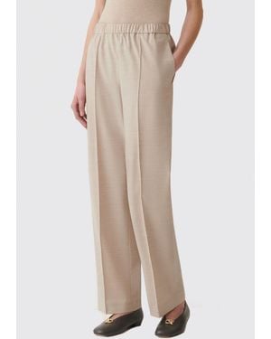 Fabiana Filippi Slim Fit Wool Blend Skinny Trousers With Monile Detail - Natural