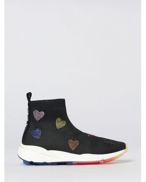 Kurt Geiger Stretch Knit Trainers With Heart Rhinestones - White