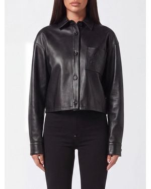 Philipp Plein Nappa Leather Shirt With Patch Pockets And Curved Hem - Black