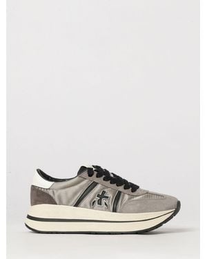 Premiata Bethcoin Suede And Mesh Sneakers With Colour-Block Design And Platform Sole - White