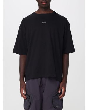 Oakley Cotton T-Shirt With Contrasting Graphic Print And Dropped Shoulders - Blue