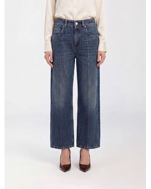 Brunello Cucinelli Vaqueros Cropped De Pernera Ancha En De Algodón - Azul