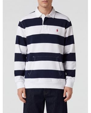Polo Ralph Lauren Striped Cotton Long-Sleeve Polo Shirt With Pony Logo - Blue