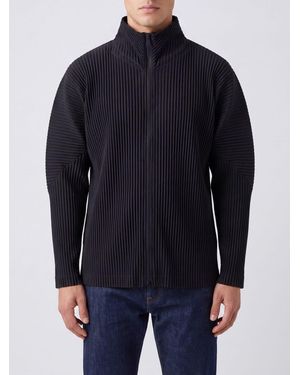 Homme Plissé Issey Miyake Pleated High-Neck Zip-Up Homme Plissé Issey Miyake Cardigan - Blue