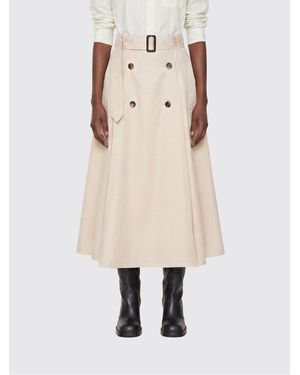 Burberry Cotton Midi Skirt - Natural