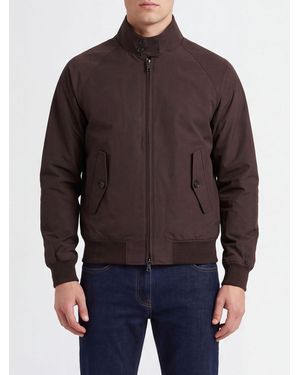 Baracuta High Collar Bomber Jacket With Zip Closure And Flap Pockets - Brown