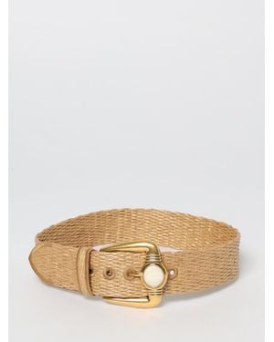 Etro Woven Raffia Belt With Jewel Buckle - Natural