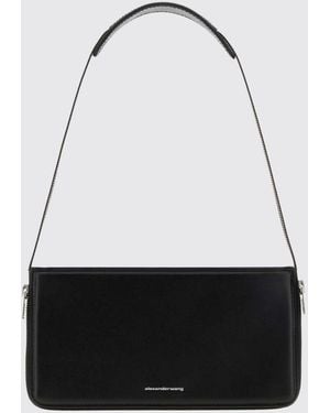 Alexander Wang Siren Bovine Leather Shoulder Bag With Laminated Logo - Black