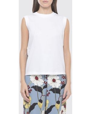 Marni Top De Algodón Con Estampado Floral - Blanco