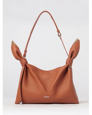 Loewe Calfskin Leather Shoulder Bag With Knot Detail And Adjustable Handle - White