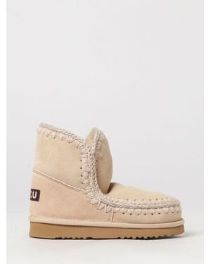 Mou Bottines Eskimo En Daim Avec Coutures Contrastées Et Doublure En Laine - Neutre