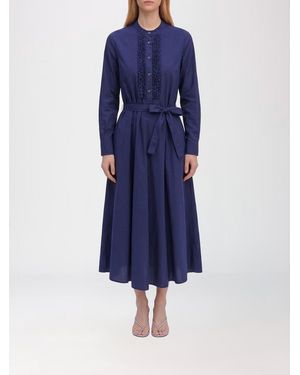 Aspesi Cotton Shirtdress With Ruffles - Blue