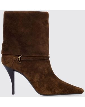 Saint Laurent Flat Ankle Boots - Brown