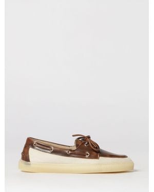 COPENHAGEN Paia Leather And Cotton Canvas Boat Loafers - Natural