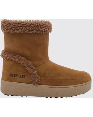 Moon Boot Ltrack Tina Schneestiefel Aus Wildleder Mit Shearling-Futter - Braun