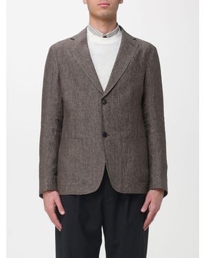 Emporio Armani Single-Breasted Linen Blazer - Grey