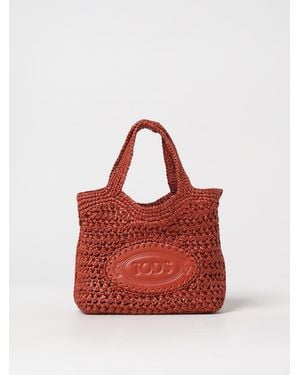 Tod's Bolso De Rafia De Ganchillo Y Piel - Rojo