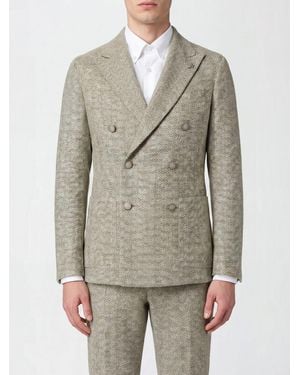 Tagliatore Chevron Pattern Double-Breasted Blazer - Grey