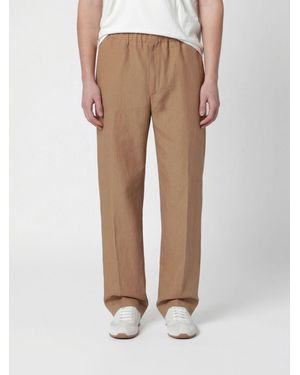 Lardini Wide-Leg Linen Blend Trousers - Natural