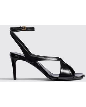 KHAITE Liria Smooth Leather Sandals With Stiletto Heel And Ankle Strap - Black