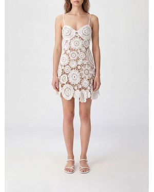 Self-Portrait Cotton Macramé Lace Slip Mini Dress - White