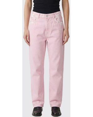 Marni Straight Cotton Denim Trousers - Pink