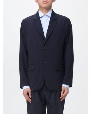 Emporio Armani Single-Breasted Virgin Wool Blazer - Blue
