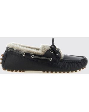 Brunello Cucinelli Calfskin Driver Loafers With Monili Detail - White