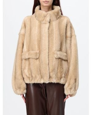 Apparis Kurze Webpelzjacke Iris Mit Stehkragen - Natur