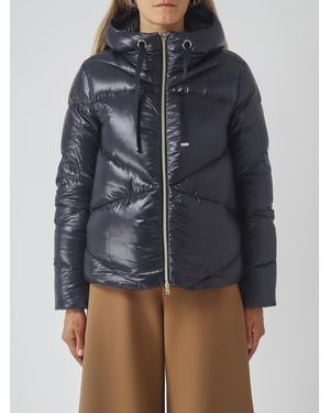 Herno Short Hooded Down Jacket - Blue