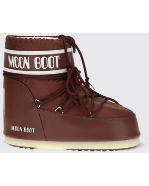 Moon Boot Icon Low-Cut Nylon Snow Boots With Printed Logo - Brown
