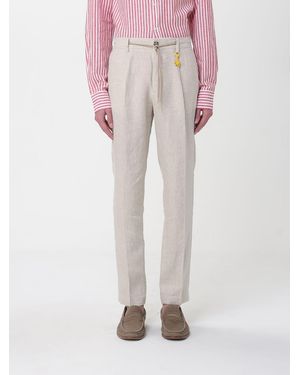 Manuel Ritz Linen Slim Fit Trousers With Drawstring - Pink