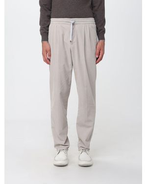 Brunello Cucinelli Pantalón Con Cordón Ajustable De Terciopelo De Talle Medio - Gris