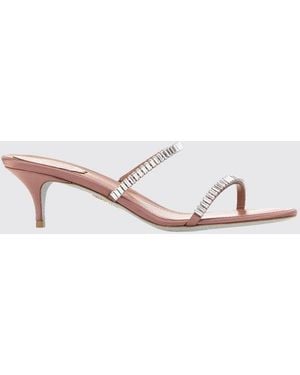 Rene Caovilla Crystal-Embellished Satin Mules With Glitter Sole - Pink