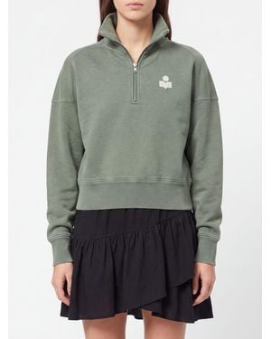 Isabel Marant Sudadera De Cuello Alto De Algodón Con Media Cremallera - Gris