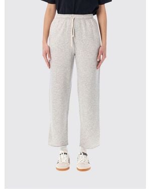 American Vintage High-Waisted Cotton Jogging Trousers With Drawstring - Grey